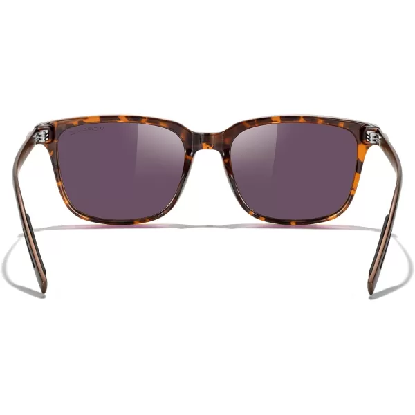 MERRYS Unisex Rectangle Polarized Sunglasses Vintage Sun Glasses For MenWomen Aluminum LegsLeopard FrameGreen Mirror LensBrown Temples