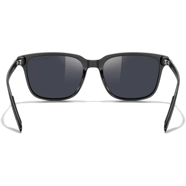 MERRYS Unisex Rectangle Polarized Sunglasses Vintage Sun Glasses For MenWomen Aluminum LegsMatte Black FrameBlack LensBlack Temples
