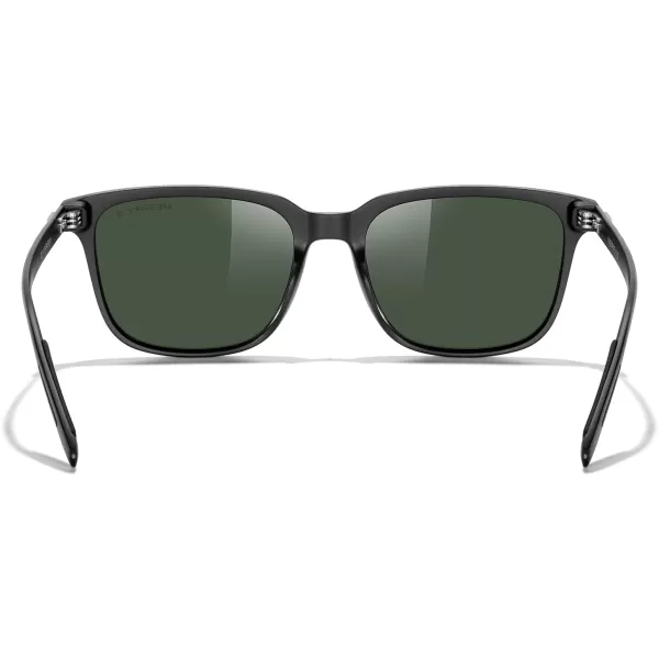 MERRYS Unisex Rectangle Polarized Sunglasses Vintage Sun Glasses For MenWomen Aluminum LegsMatte Black FrameG15 LensBlack Temples