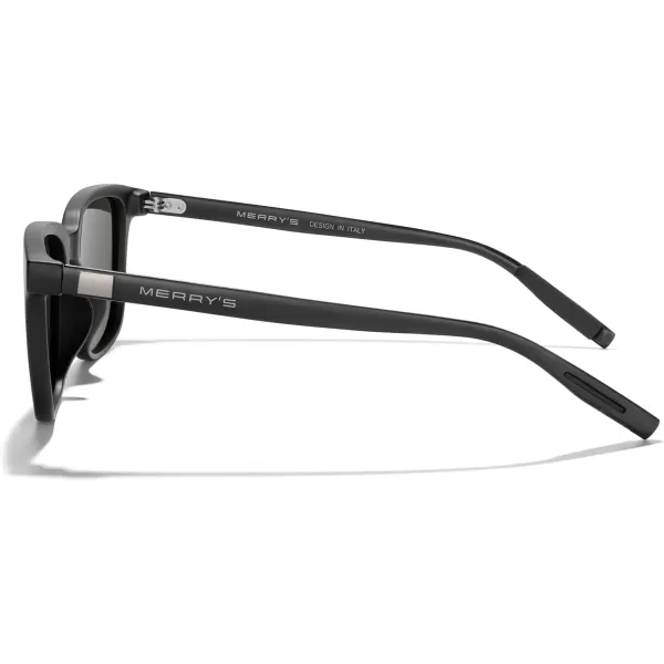 MERRYS Unisex Rectangle Polarized Sunglasses Vintage Sun Glasses For MenWomen Aluminum LegsMatte Black FrameG15 LensBlack Temples
