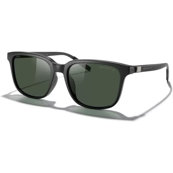 MERRYS Unisex Rectangle Polarized Sunglasses Vintage Sun Glasses For MenWomen Aluminum LegsMatte Black FrameG15 LensBlack Temples