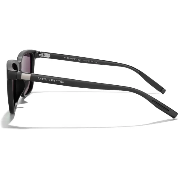 MERRYS Unisex Rectangle Polarized Sunglasses Vintage Sun Glasses For MenWomen Aluminum LegsMatte Black FrameGreen Mirror LensBlack Temples