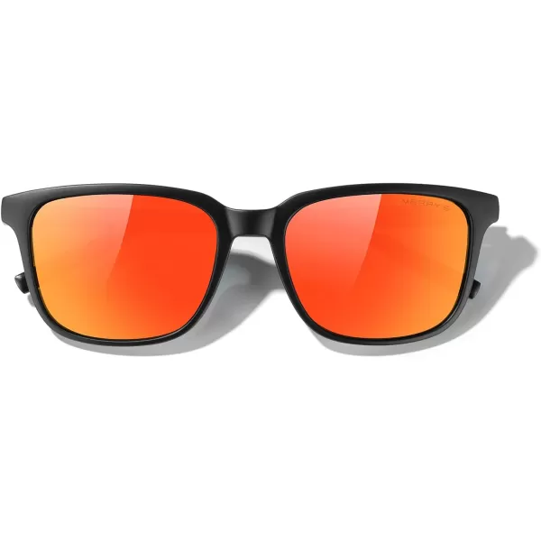 MERRYS Unisex Rectangle Polarized Sunglasses Vintage Sun Glasses For MenWomen Aluminum LegsMatte Black FrameRed Mirror LensBlack Temples