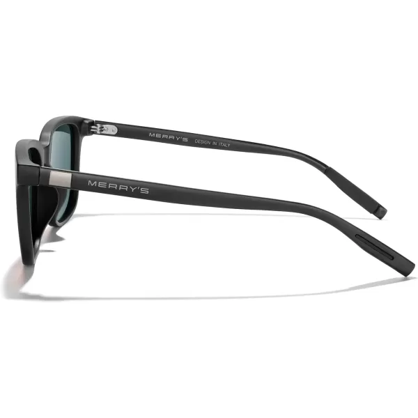 MERRYS Unisex Rectangle Polarized Sunglasses Vintage Sun Glasses For MenWomen Aluminum LegsMatte Black FrameRed Mirror LensBlack Temples