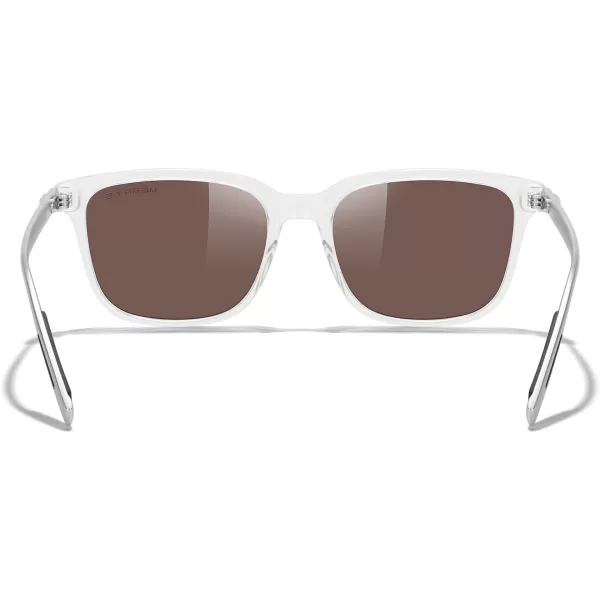 MERRYS Unisex Rectangle Polarized Sunglasses Vintage Sun Glasses For MenWomen Aluminum LegsTransparent FrameBlue Mirror LensSilver Temples