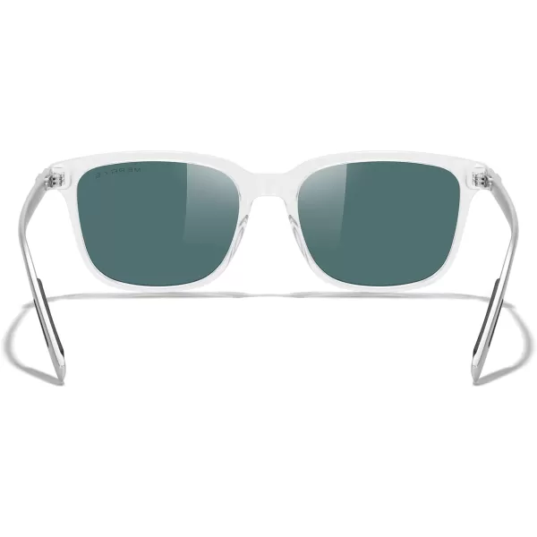 MERRYS Unisex Rectangle Polarized Sunglasses Vintage Sun Glasses For MenWomen Aluminum LegsTransparent FramePink Mirror LensSilver Temples