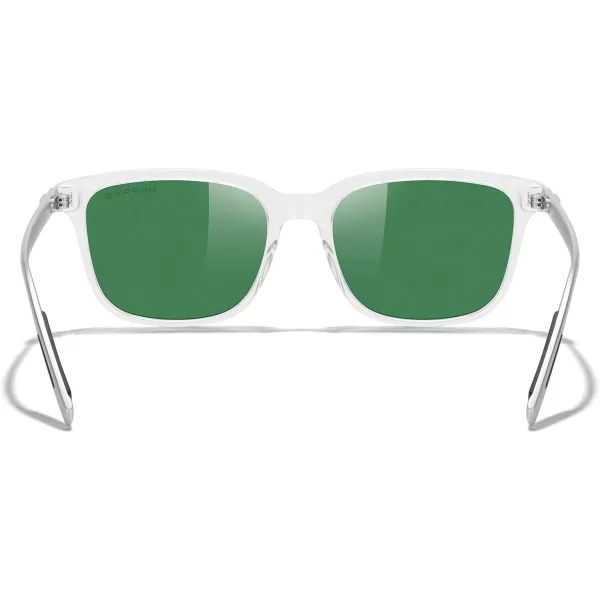 MERRYS Unisex Rectangle Polarized Sunglasses Vintage Sun Glasses For MenWomen Aluminum LegsTransparent FramePurple Mirror LensSilver Temples