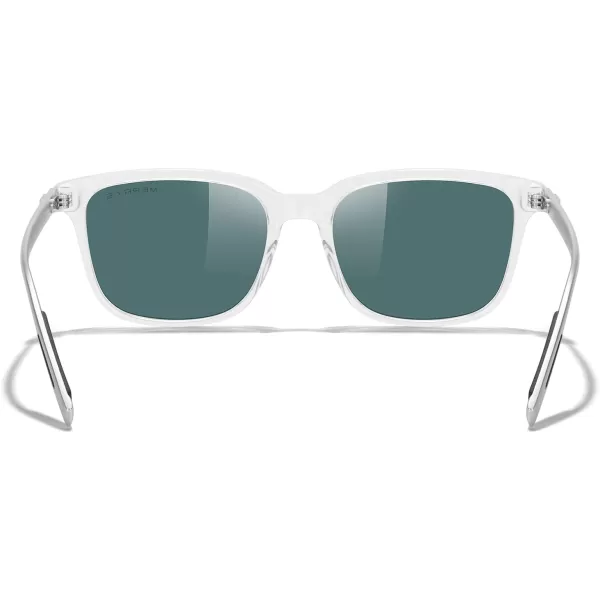 MERRYS Unisex Rectangle Polarized Sunglasses Vintage Sun Glasses For MenWomen Aluminum LegsTransparent FrameRed Mirror LensSilver Temples