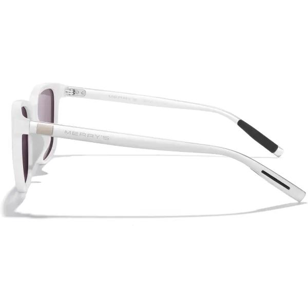MERRYS Unisex Rectangle Polarized Sunglasses Vintage Sun Glasses For MenWomen Aluminum LegsWhite FrameGreen Mirror LensSilver Temples