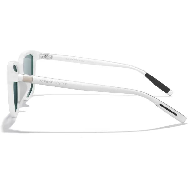 MERRYS Unisex Rectangle Polarized Sunglasses Vintage Sun Glasses For MenWomen Aluminum LegsWhite FramePink Mirror LensSilver Temples