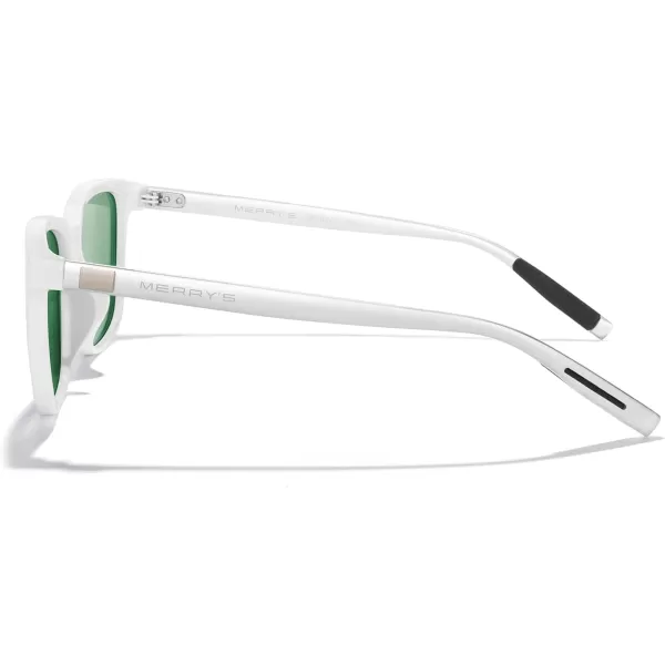MERRYS Unisex Rectangle Polarized Sunglasses Vintage Sun Glasses For MenWomen Aluminum LegsWhite FramePurple Mirror LensSilver Temples