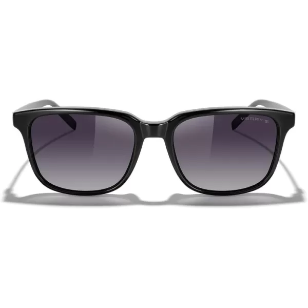 MERRYS Unisex Rectangle Polarized Sunglasses Vintage Sun Glasses For MenWomen Aluminum LegsBlack FrameBlack Gradient LensBlack Temples