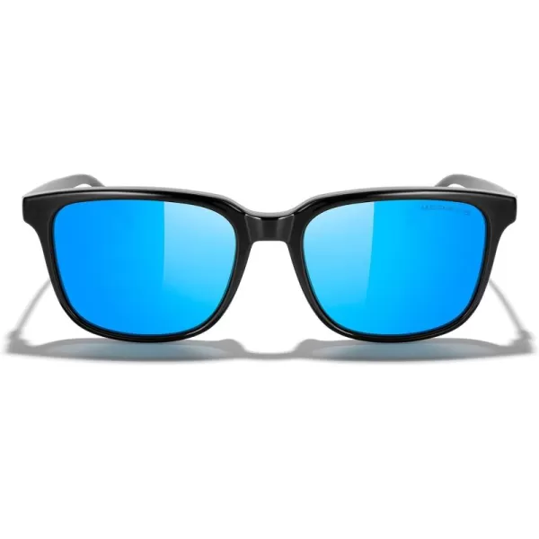 MERRYS Unisex Rectangle Polarized Sunglasses Vintage Sun Glasses For MenWomen Aluminum LegsBlack FrameBlue Mirror LensBlack Temples