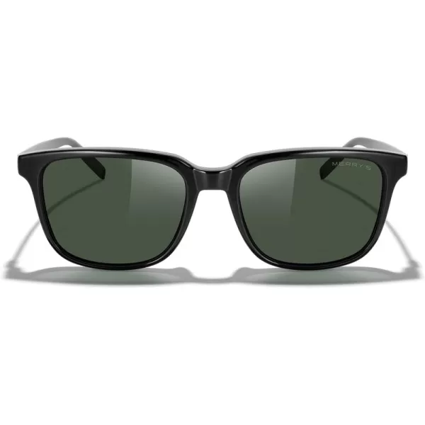 MERRYS Unisex Rectangle Polarized Sunglasses Vintage Sun Glasses For MenWomen Aluminum LegsBlack FrameG15 LensBlack Temples