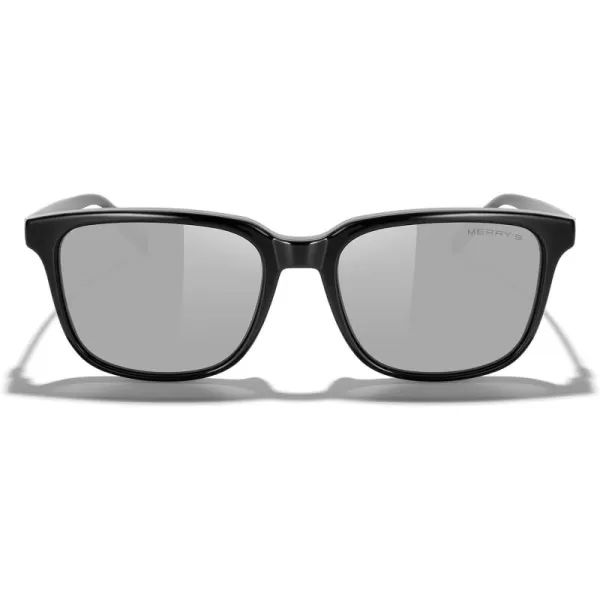 MERRYS Unisex Rectangle Polarized Sunglasses Vintage Sun Glasses For MenWomen Aluminum LegsBlack FrameSilver Mirror LensBlack Temples