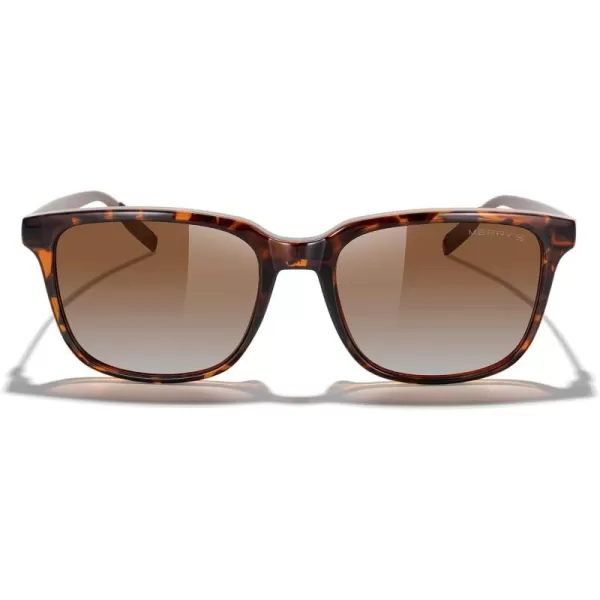 MERRYS Unisex Rectangle Polarized Sunglasses Vintage Sun Glasses For MenWomen Aluminum LegsLeopard FrameBrown Gradient LensBrown Temples