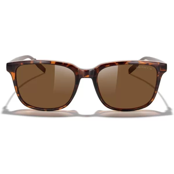 MERRYS Unisex Rectangle Polarized Sunglasses Vintage Sun Glasses For MenWomen Aluminum LegsLeopard FrameBrown LensBrown Temples