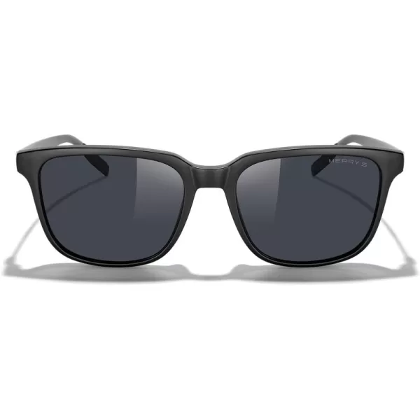 MERRYS Unisex Rectangle Polarized Sunglasses Vintage Sun Glasses For MenWomen Aluminum LegsMatte Black FrameBlack LensBlack Temples