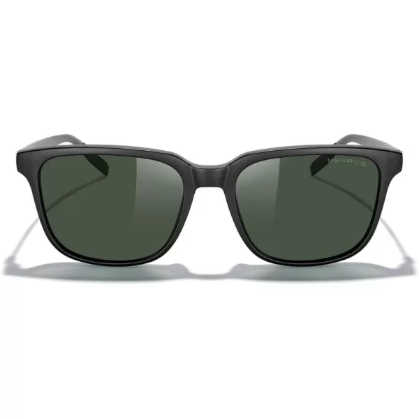 MERRYS Unisex Rectangle Polarized Sunglasses Vintage Sun Glasses For MenWomen Aluminum LegsMatte Black FrameG15 LensBlack Temples