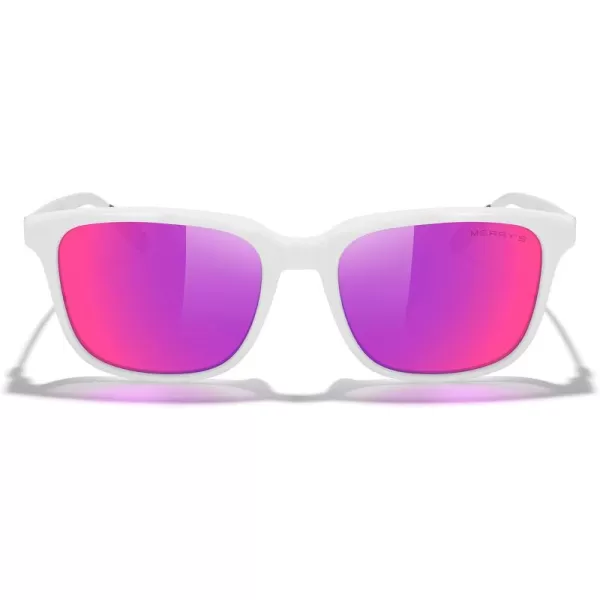 MERRYS Unisex Rectangle Polarized Sunglasses Vintage Sun Glasses For MenWomen Aluminum LegsWhite FramePurple Mirror LensSilver Temples