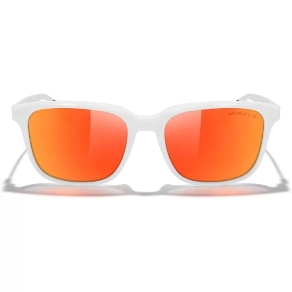 MERRYS Unisex Rectangle Polarized Sunglasses Vintage Sun Glasses For MenWomen Aluminum LegsWhite FrameRed Mirror LensSilver Temples