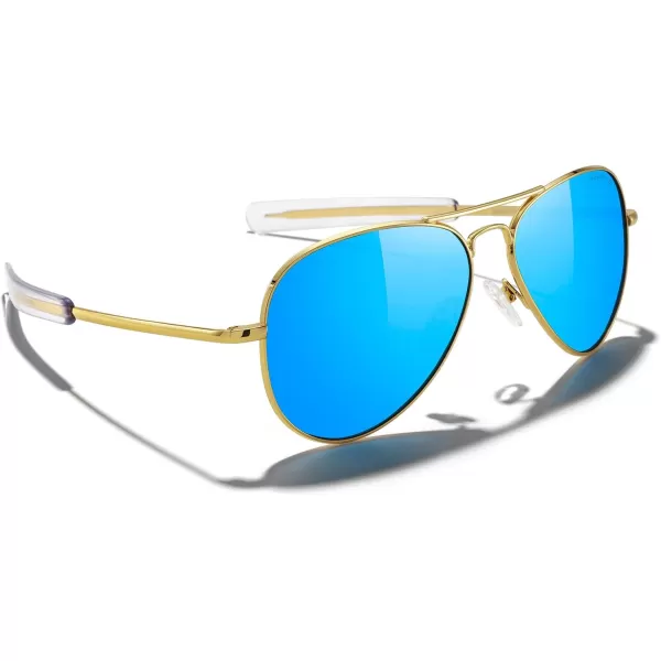 MERRYS Classic Aviator Military Polarized Sunglasses for Men or Women S856223k Gold FrameBlue Mirror Polarized Lens