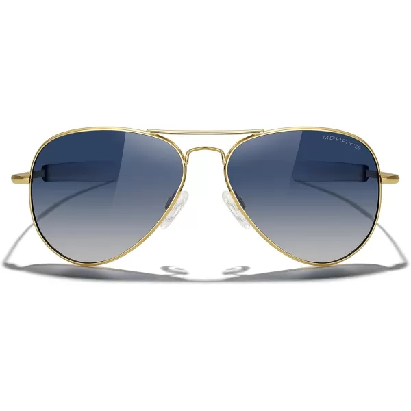 MERRYS Classic Aviator Military Polarized Sunglasses for Men or Women S856223k Gold FrameBlue Tinted Gradient Polarized Lens