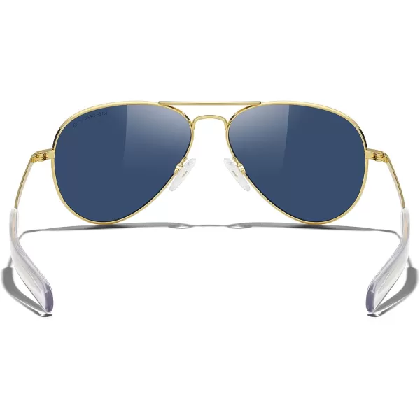 MERRYS Classic Aviator Military Polarized Sunglasses for Men or Women S856223k Gold FrameBlue Tinted Polarized Lens