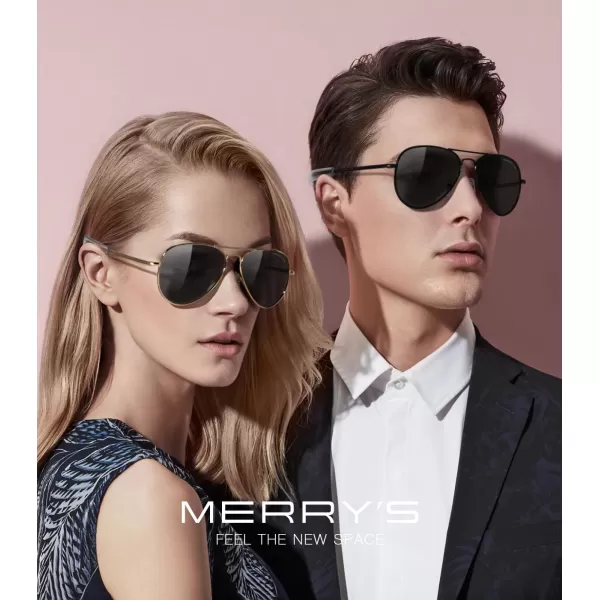 MERRYS Classic Aviator Military Polarized Sunglasses for Men or Women S8562Matte Black FrameBlack Polarized Lens