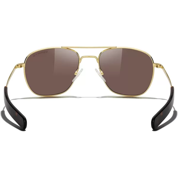 MERRYS Classic Square Aviator Military Polarized Sunglasses for Men or Women S863623k Gold FrameGold Mirror Polarized Lens