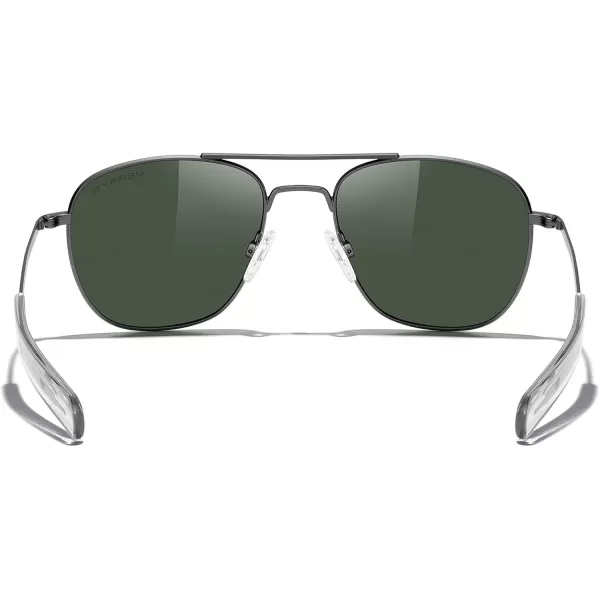 MERRYS Classic Square Aviator Military Polarized Sunglasses for Men or Women S8636Gun FrameGreen Polarized Lens