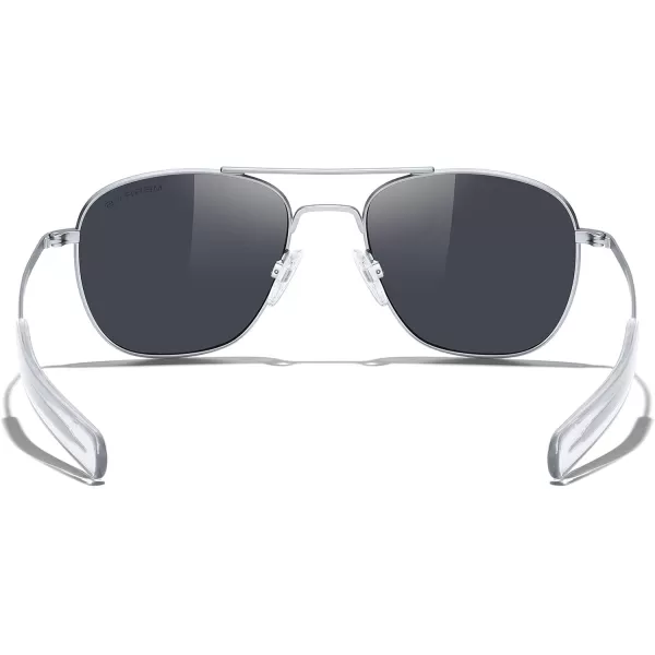 MERRYS Classic Square Aviator Military Polarized Sunglasses for Men or Women S8636Matte Chrome FrameBlack Polarized Lens