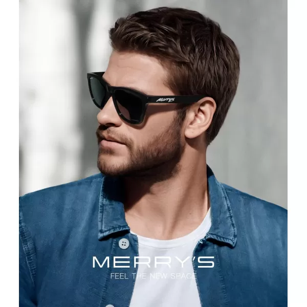 MERRYS Classic Square Polarized Sunglasses For Men Women Fashion Trend Sports Sunglasses S9013Black FrameGreen Polarized Lens