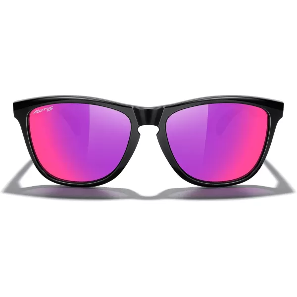 MERRYS Classic Square Polarized Sunglasses For Men Women Fashion Trend Sports Sunglasses S9013Black FramePurple Mirror Polarized Lens
