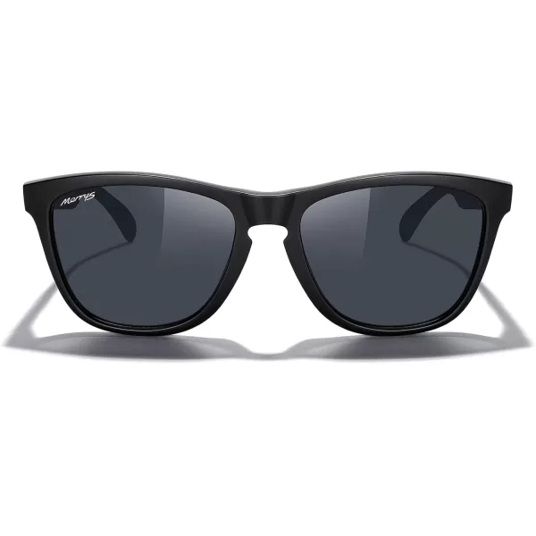 MERRYS Classic Square Polarized Sunglasses For Men Women Fashion Trend Sports Sunglasses S9013Matte Black FrameBlack Polarized Lens