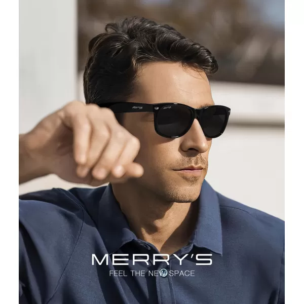 MERRYS Polarized Unisex Shades Sunglasses for Men and Women Vintage Polarized Sun Glasses Mirror LensBlack FrameBlack Lens