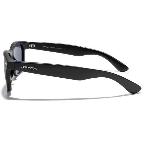 MERRYS Polarized Unisex Shades Sunglasses for Men and Women Vintage Polarized Sun Glasses Mirror LensMatte Black FrameBlack Lens