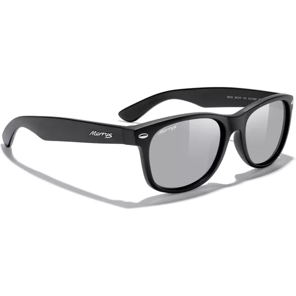 MERRYS Polarized Unisex Shades Sunglasses for Men and Women Vintage Polarized Sun Glasses Mirror LensMatte Black FrameSilver Mirror Lens