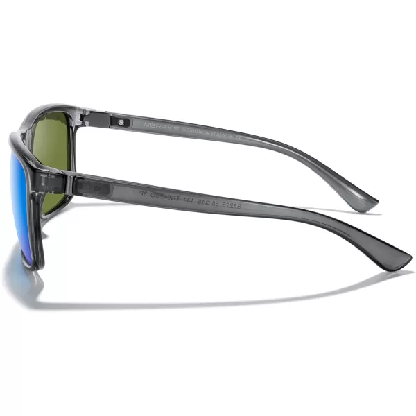 MERRYS Rectangular Polarized Sports Sunglasses for Men Women Cycling Driving Fishing UV400 Protection S8225Bright Tra Gray FrameGray MetalDark Blue Mirror Lens