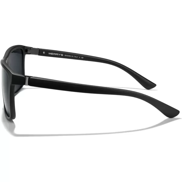 MERRYS Rectangular Polarized Sports Sunglasses for Men Women Cycling Driving Fishing UV400 Protection S8225Matte Black FrameBlack Nylon Polarized Lens