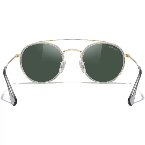 MERRYS Retro Round Polarized Sunglasses  Unisex Double Bridge Sun GlassesTra Gray FrameGold BridgeG15 Lens