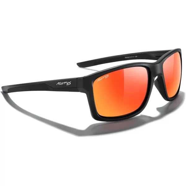 MERRYS Sports Polarized Sunglasses For Men Women Cycling Running Driving Golf Fishing UV400 Protection S9266Matte Black FrameRed Mirror Polarized Lens