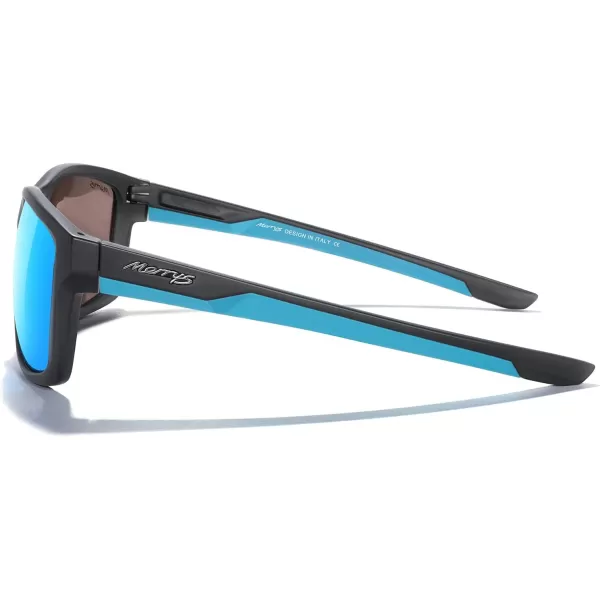 MERRYS Sports Polarized Sunglasses For Men Women Cycling Running Driving Golf Fishing UV400 Protection S9266Matte Gray FrameBlue Mirror Polarized Lens