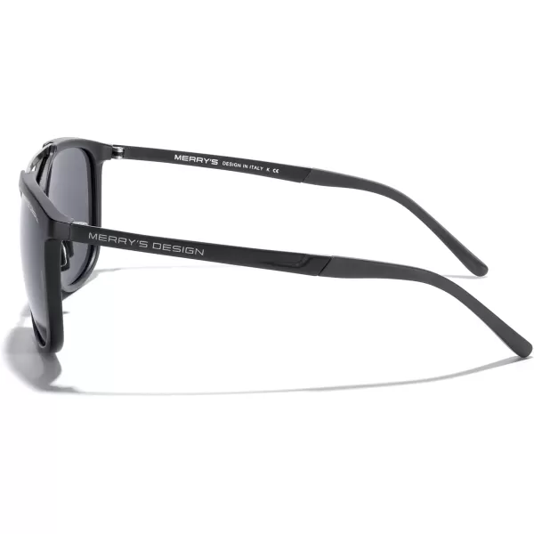 MERRYS Square Polarized Sunglasses for Men Women Vintage Double Bridge Sunglasses Mirrored LensMatte Black FrameMatte Black BridgeBlack Lens