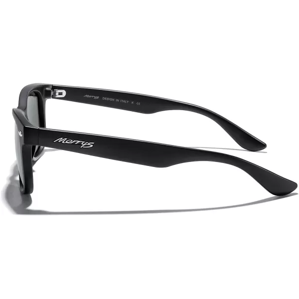 MERRYS Unisex Kids Polarized Sunglasses for kids Children Polarized Retro Sunglasses Age 312Matte Black FrameBlack Lens