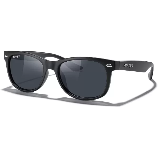 MERRYS Unisex Kids Polarized Sunglasses for kids Children Polarized Retro Sunglasses Age 312Matte Black FrameBlack Lens