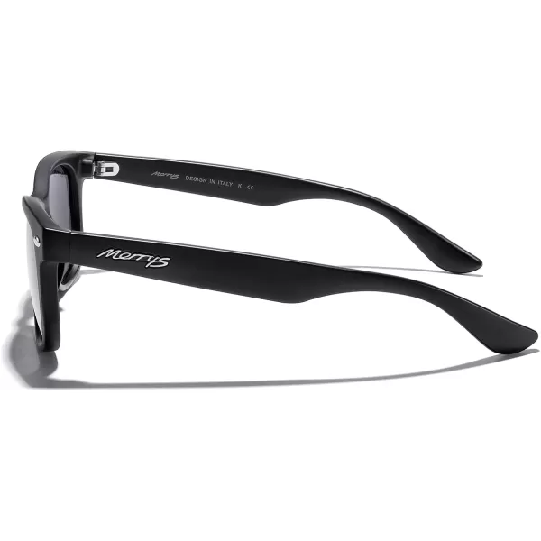 MERRYS Unisex Kids Polarized Sunglasses for kids Children Polarized Retro Sunglasses Age 312Matte Black FrameSilver Mirror Lens