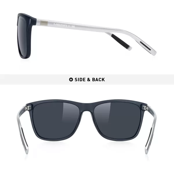 MERRYS Unisex Polarized Aluminum Sunglasses Vintage Sun Glasses For MenWomen S8286Blue FrameBlack LensSilver Temples