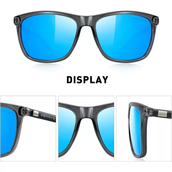 MERRYS Unisex Polarized Aluminum Sunglasses Vintage Sun Glasses For MenWomen S8286Drak Grey FrameBlue Mirror LensBlack Temples