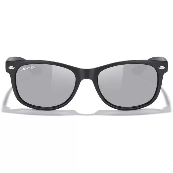 MERRYS Unisex Kids Polarized Sunglasses for kids Children Polarized Retro Sunglasses Age 312Matte Black FrameSilver Mirror Lens